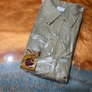 Vintage Carhartt Western Style Cotton Shirt Tan USA Union Made 15.5 x 36